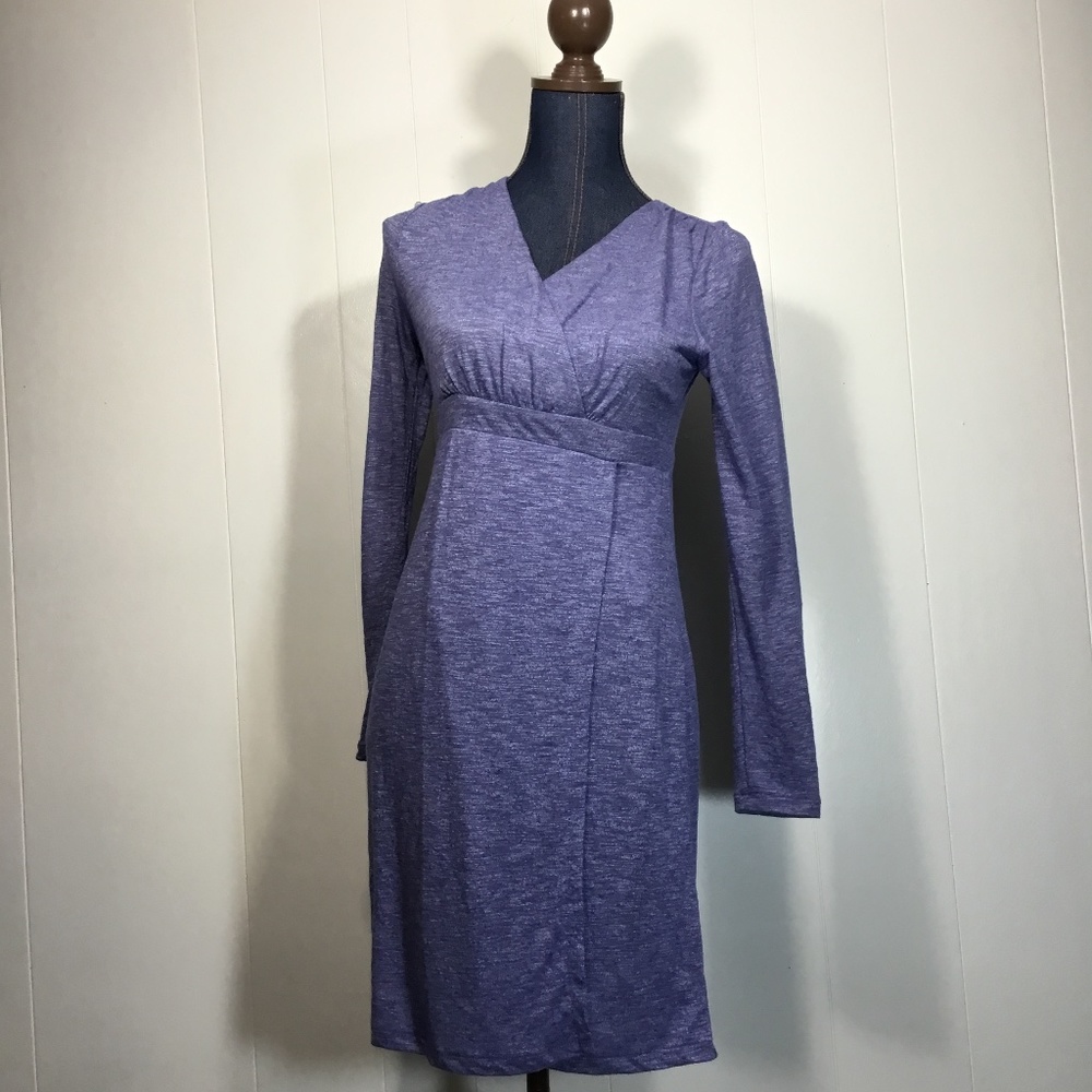 Athleta cross front long sleeve midi dress size small